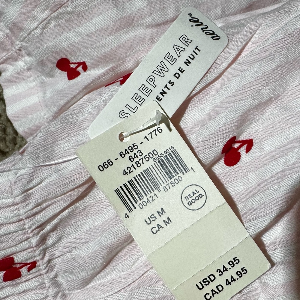 Aerie Pink Cherry Print Sleep Shorts Medium NWT - Picture 8 of 8